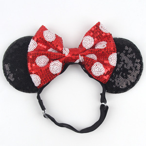 Classic <strong>Mouse</strong> Ears Headband with Big Sequin <strong>Bow</strong> Glitter <strong>Bow</strong> for Birthday Party Bachelorette Costume Accessory - Product Image 1