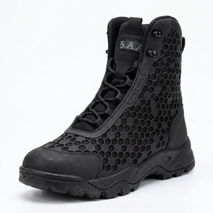 AS33 5AA Bottes tactiques noires pour hommes, tige en maille respirante en nid d'abeille, semelle haute absorbant les chocs, pour la chasse en plein air, le camping et les activités utilitaires - Product Image 1
