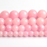 Vente en gros de perles de jadéite rose de 15 pouces, pierres lâches de 6/8/10/12 mm, lisses et rondes pour la fabrication de bijoux DIY