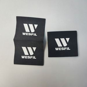 Wholesale Customized Sustainable Center Fold Double-sided Woven Neck <b>Label</b> with Eco-Friendly Screen Printing - Product Image 1