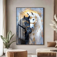 Art mural créatif représentant un cheval, impressions d'art numérique, peintures de portraits, peintures en porcelaine cristalline avec cadres en alliage d'aluminium