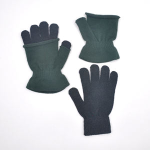 Venta caliente lindo <span class=keywords><strong>Animal</strong></span> Jacquard medio guantes para niñas invierno tejido cálido mitones Flip diseño liso para uso diario deportes de esquí - Product Image 3