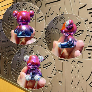 2026 Wholesale Cartoon Diamond-set Bright Gradient Violent Bear Car <b>Key</b> <b>Chain</b> Pendant School Girl Bag Pendant to Push - Product Image 3