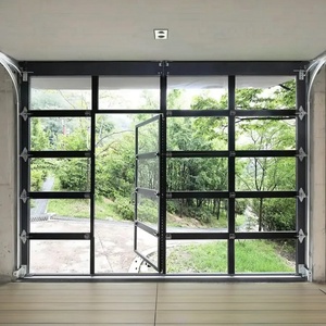 Porte de garage sectionnelle en aluminium moderne sur mesure, finition en verre trempé noir, isolation acoustique, rouleau pour les maisons - Product Image 2