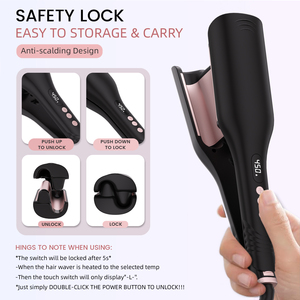 2 Thùng tóc sâu Waver sóng bãi biển uốn sắt LCD gốm uốn Cây Đũa phép điện tóc crimper beachy vẫy Cây Đũa phép tóc sắt - Product Image 6