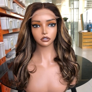 Perruque Cheveux Humains Ondulés Ombré Brun Blond P4/27 avec Mèches, Perruque Frontale HD 13x4 Pré-Pluckée avec Baby Hair pour Femmes - Product Image 1