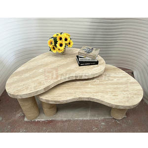 Travertin de nidification salon salon de luxe Solide pierre table à café imbriquées <span class=keywords><strong>gigogne</strong></span> table basse de luxe moderne dorée centre table - Product Image 4