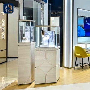 Moderno Espositore per <span class=keywords><strong>Gioielli</strong></span> Bianco, Vetrina in Vetro Temperato, Mobile a Isola, Design d'Interni <span class=keywords><strong>di</strong></span> Lusso per Negozi - Product Image 5