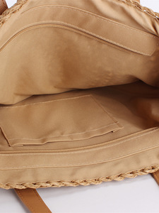 French Large Capacity Double Root Strap Paper Rope Woven <b>Square</b> Women's Leisure Travel Bag With Zipper Tanjing - Product Image 4