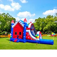 Château gonflable populaire avec toboggan aquatique, combo structure aquatique commerciale patriotique avec piscine pour location événementielle