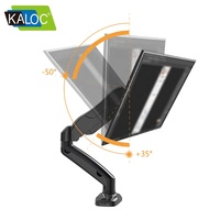 Support d'écran unique Kaloc avec ressort à gaz, support d'écran pour ordinateur de 17 à 30 pouces avec port USB, VESA 75x75 100x100