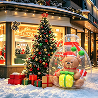 Sac à bonbons gonflable personnalisé, ours en peluche gonflable, sac cadeau transparent gonflable, durable, facile à installer, décorations de Noël