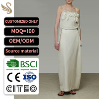 Robe longue en mousseline de soie blanche à fleurs 3D, camisole personnalisée OEM ODM, robe de mariée
