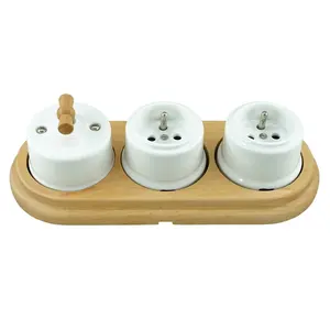 Borgerman european standard vintage retro wall socket Electric Ceramic socket for circular lighting accessories for home