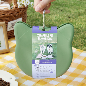 Bol de voyage portable pliable pour chien en silicone souple mangeoire lente bol pour chien eau et nourriture Double chat bols et mangeoires pour animaux de compagnie - Product Image 6