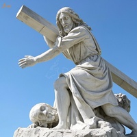 Église catholique chrétienne célèbre grande pierre sculpter jésus 14 Stations neuvième station marbre blanc jésus tombe troisième fois Sculpture