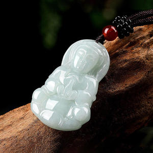 Pendentif Bouddha Guanyin en jadéite naturelle du Myanmar, style chinois, design original, cadeau avec certificat d'évaluation FG07/GY07 - Product Image 4