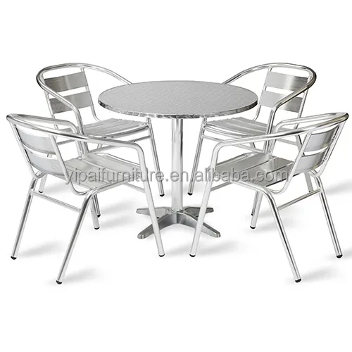 التراص الكراسي الحديثة الفاخرة شاحن باور بنك للمقاهي والمطاعم مقهى الأثاث الألومنيوم كرسي الطعام غرفة حديقة مجموعة الجدول طقم كراسي