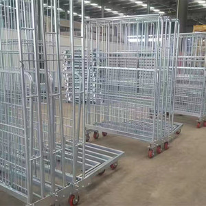 Carro de logística plegable de alta resistencia, contenedor de rollo de acero para cumplimiento y almacenamiento de comercio electrónico, carro de jaula de Metal - Product Image 6