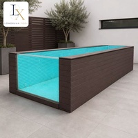 Piscine autoportante Longxuan Pool Factory avec panneau mural en acrylique transparent sur mesure, 92 % de transparence, en fibre de verre FRP, pour villa