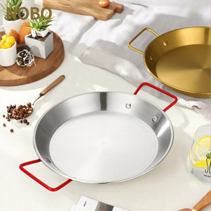 <span class=keywords><strong>Paella</strong></span> española dorada para restaurantes coreanos, <span class=keywords><strong>paella</strong></span> plateada de acero inoxidable, sartén para freír, olla para mariscos - Product Image 1