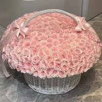 Keranjang Bunga Putih untuk Merangkai Bunga atau Membuat Buket, Keranjang Bunga Rotan untuk Hari Valentine dan Hari Ibu