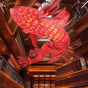 호텔 및 빌라 로비 프로젝트 호텔 샹들리에의 가벼운 실내 장식을위한 대형 맞춤형 물고기 샹들리에 - Product Image 5