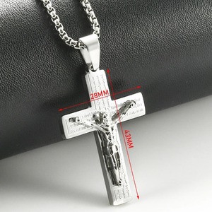 Collar con Colgante <span class=keywords><strong>de</strong></span> Cruz <span class=keywords><strong>de</strong></span> <span class=keywords><strong>Jesucristo</strong></span> en Acero Inoxidable para Hombre y Mujer, Color Plata, Oro y Negro, Estilo Hip Hop, Amuleto Religioso - Product Image 2