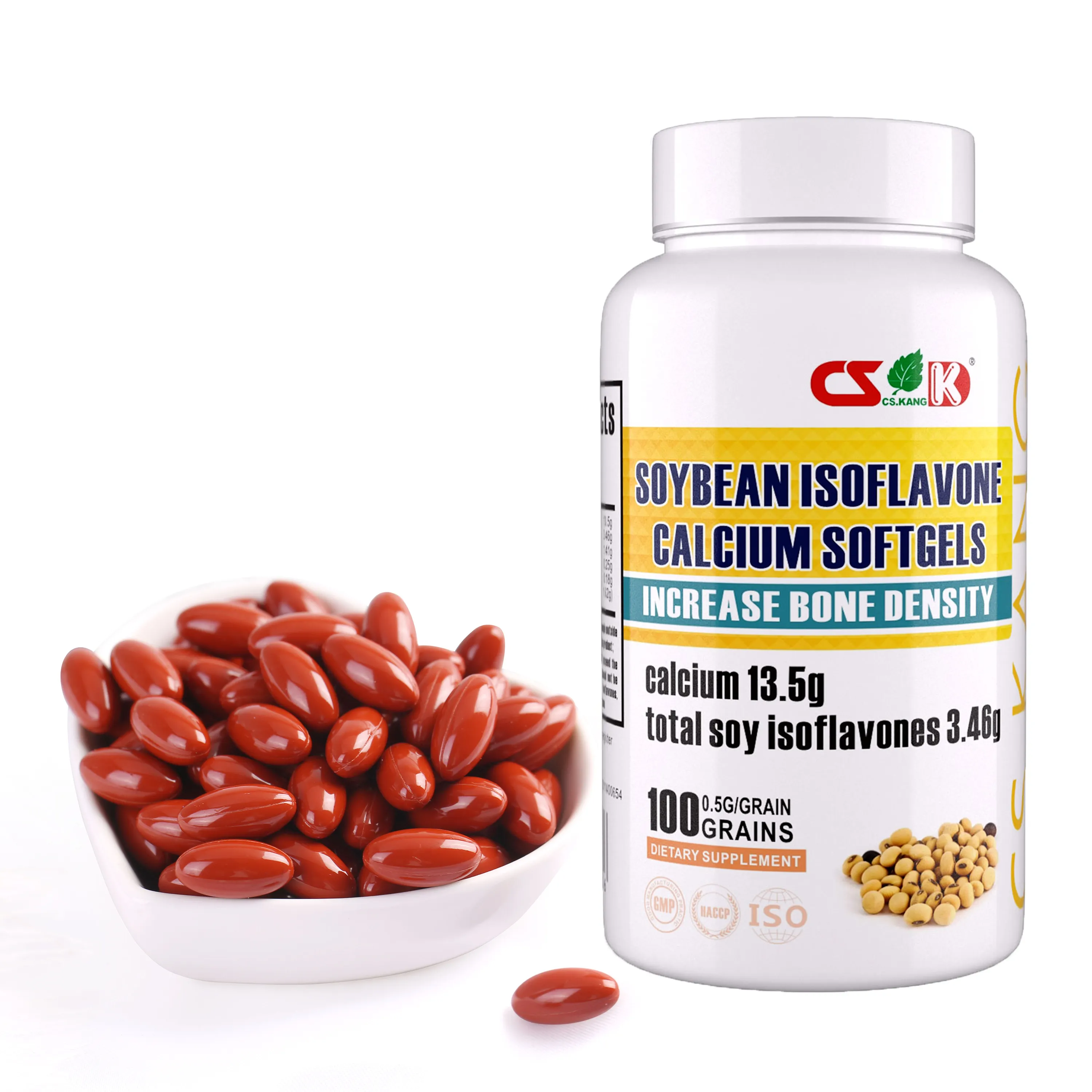 ODM/OEM natural extract soybean lecithin 500mg soy isoflavones and calcium soft capsule