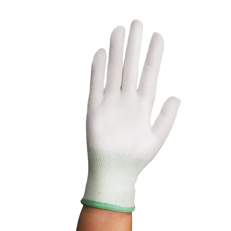 High Quality Customized Logo 13g Knitted Polyester Nylon Ce En388 Wholesale Labor Coating Pu Hand Garden Work Safety Gloves