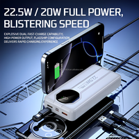 Power Bank Travel Friendly 20000mAh Dengan 4 Kabel PD 22.5W Pengisian Cepat Layar Digital Baterai Eksternal untuk Iph Android