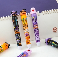 Stylo à bille d'Halloween à dix couleurs, thème citrouille et fantôme de dessin animé, stylo de festival, matériel de journalisation pour étudiants, stylo de couleur