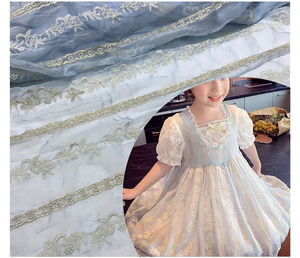 Nouvelle mousseline de soie crêpe brodé rayonne PP fil mode vêtements pour enfants princesse jupe Stock approvisionnement tissu - Product Image 1