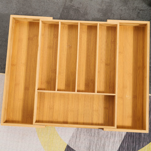 Bamboo Knife <b>Storage</b> <b>Box</b> 58x45x5.5cm Pull-Out Drawer Organizer <b>Kitchen</b> Cutlery Organizer Rectangular Standing Type - Product Image 2
