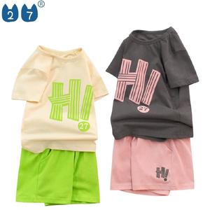 Venta caliente última moda verano niños dos piezas ropa Casual traje camiseta pantalones cortos venta al por mayor chica ropa corta conjunto - Product Image 1