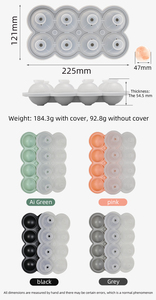 ถา<span class=keywords><strong>ด</strong></span>น้ำแข็งซิลิโคนทรงกลม 8 ลูก พร้อมฝาปิด ซ้อนกันไ<span class=keywords><strong>ด</strong></span>้ ง่ายต่อการปล่อยน้ำแข็ง สำหรับวิสกี้ ค็อกเทล ปลอดสาร BPA - Product Image 2