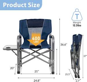 Silla de Director Plegable Mejorada y Extra Grande, Silla de Pesca Portátil, Silla de Playa Portátil con Mesa Lateral para Exteriores - Product Image 3