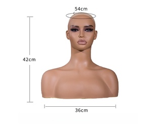 <span class=keywords><strong>Mannequin</strong></span> de tête de femme modèle européen-américain avec double épaule pour l'affichage de perruques et de boucles d'oreilles en PVC - Product Image 5