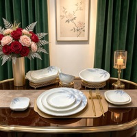 Service de vaisselle de luxe en porcelaine fine, assiettes en céramique de haute qualité, prix d'usine, logo personnalisé, vente en gros