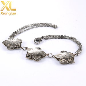 New Arrival Stainless Steel DIY <b>Initial</b> Five Leaf Clover Flower <b>Chain</b> Letter Name Bracelet for Women - Product Image 3