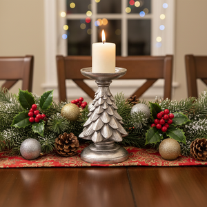 Portacandele Natalizio in Resina a Forma di Albero, <span class=keywords><strong>Candelabri</strong></span> Vintage per Soggiorno e Cucina, Regalo Festivo - Product Image 4