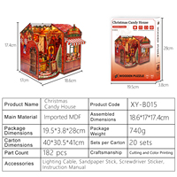 Kit de construction de niche à livres de Noël DIY, puzzle 3D en bois, modèle de maison miniature avec lumière LED, jouet DIY découpé au laser pour adultes, décoration d'intérieur, cadeau
