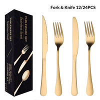 Ensemble de couverts en acier inoxydable poli miroir moderne avec boîte cadeau pour la salle à manger