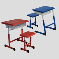 Vente en gros de table d'étude pour collège et primaire mobilier de salle de classe ensemble bureau et chaises en plastique pour enfants pour étudiant