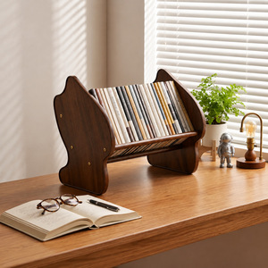 Estante extensible para libros, organizador y almacenamiento de libros, hecho de madera de nogal negro, estilo simple y minimalista, adecuado - Product Image 1