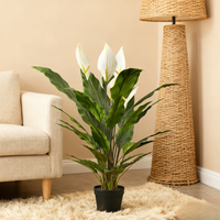 Plante artificielle en pot Nifloral de haute qualité, lys de la paix en plastique de 92 cm, fleurs blanches, élégante et sans entretien, décoration intérieure persistante
