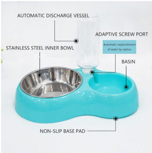 Porte-bol pliable pour animaux de compagnie forme mignonne antidérapant en acier inoxydable en plastique chat chien nourriture eau Double bol - Product Image 3