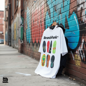 Maglietta con grafica suola di sneaker BrunchPunk, T-shirt estetica streetwear, top di moda urbana - Product Image 2