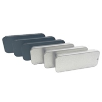 Boîte Coulissante Mini Rectangulaire en Métal Argenté/Noir Mat 80 x 34 x 11 mm pour Baume à Lèvres, Vente en Gros, 15g