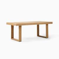 Table extensible minimaliste en chêne pour l'extérieur, structure en bois, mobilier de jardin et de terrasse